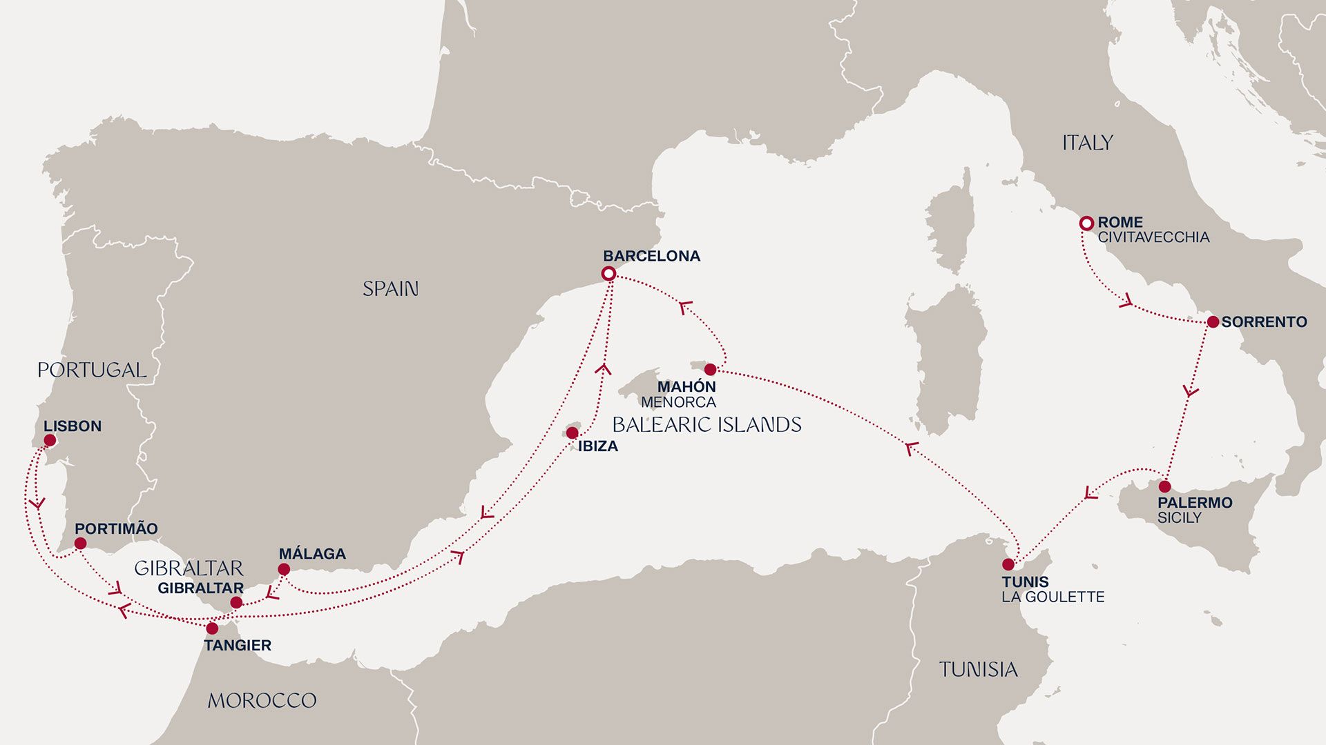 An Extended Journey around the Mediterranean Itinerary Map