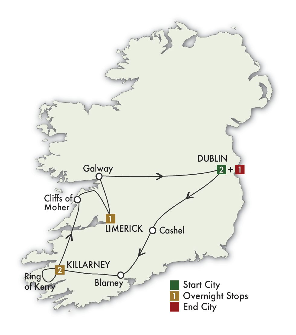7 Day Taste Of Ireland Self-Drive - Tour A Itinerary Map